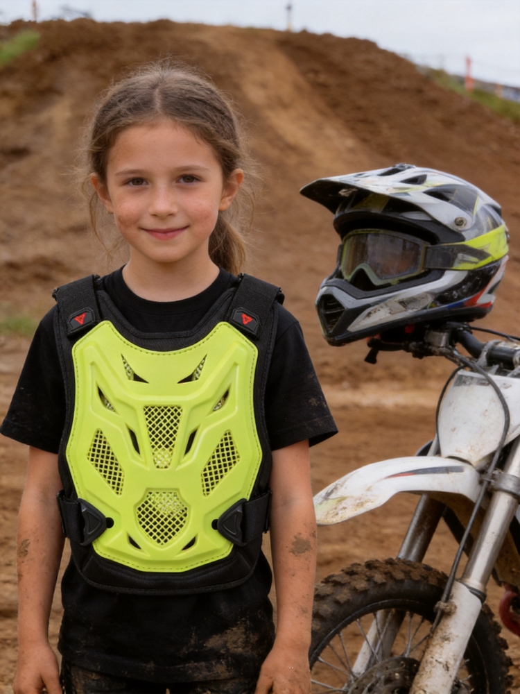 Mountain Biking Chest Protector - Kinderen Jeugd Motorfiets Beschermvest Borst Rugbeschermer